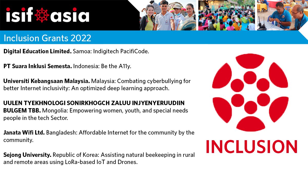 ISIF Asia has announced its 2022 grant recipients! The #Inclusion #grants range from projects to connect schools, assist people with disabilities and even beekeeping. Discover more on the ISIF Asia blog:

isif.asia/2022-isif-asia…