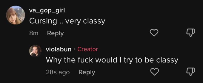 My tiktoks summed up in a single comment and my reply https://t.co/nYtvAl6WBz