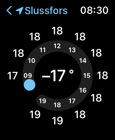 lacke's tweet photo. And when you tap the complication you get to see the forecast for the day. Just the current temperature shows the ”-”. All the other values are without… https://t.co/mPvZmrp3y9