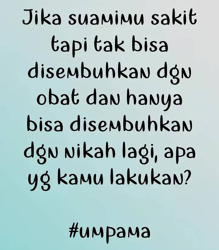 istri setia merawat suaminya sampai wafat, daripada istrinya yg wafat, mendingan suaminya kalau penyakitnya gini mah 🙄😂