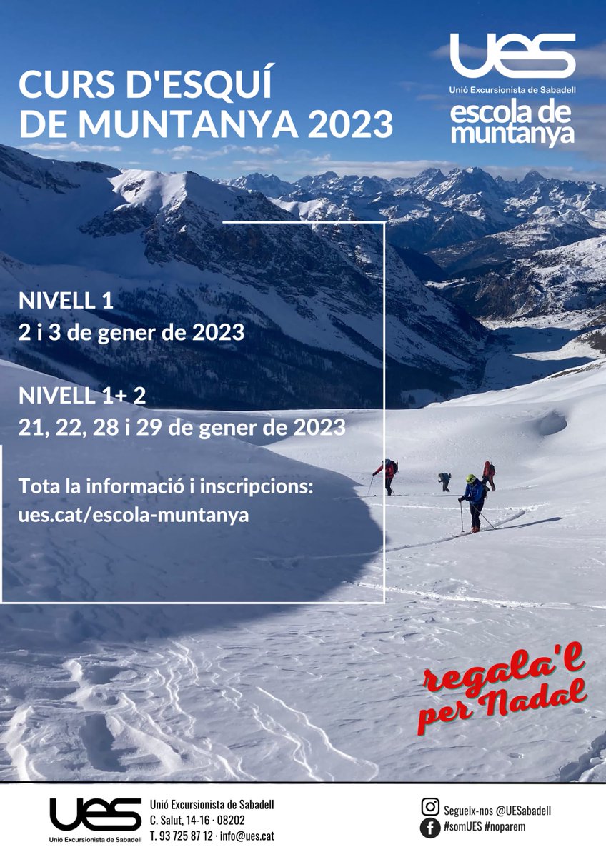 skimo_ues's tweet photo. Obertes les inscripcions als cursos d'esquí de muntanya de la UES. Forma't! https://t.co/OVYkpuyzXq