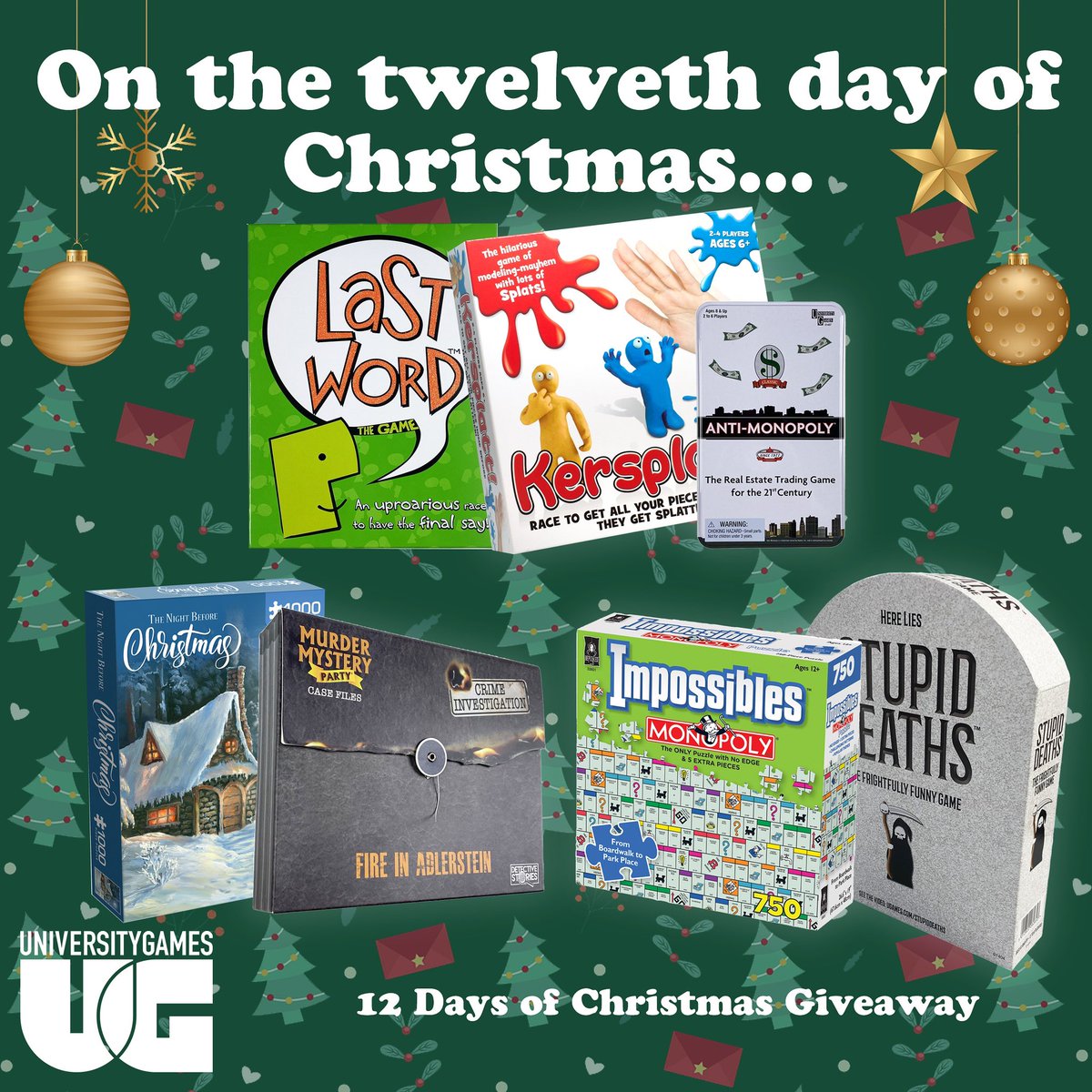 Last chance to enter our 12 Days of Christmas Bumper Games &amp; Puzzles Giveaway🎄🎅🏻
To be in with a chance of winning:
• RT &amp; Follow 
• Comment: #12DaysofGiveaways 
Closes: 2pm on 14/12/2022, UK only, Full Ts&amp;Cs on FB &amp; IG #Giveaway #win #GiftIdeas