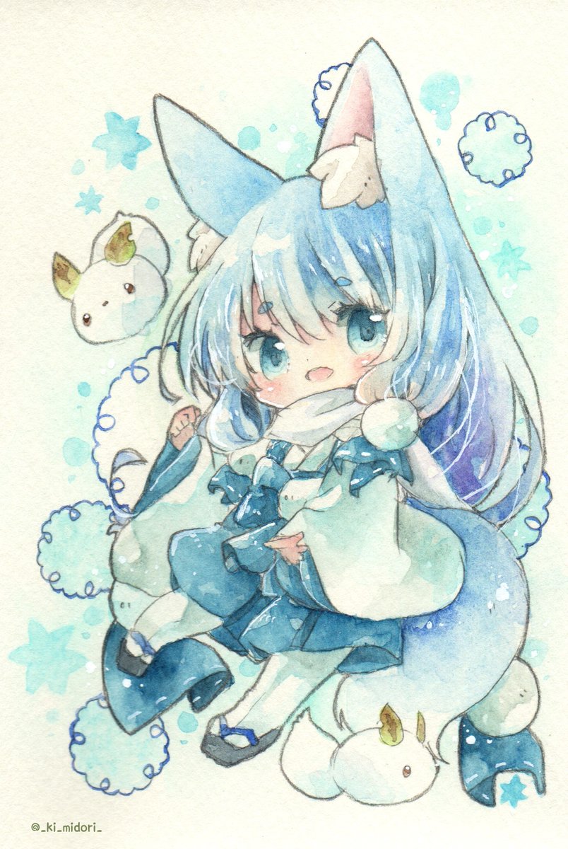 「青 」|きい(きみどり)のイラスト