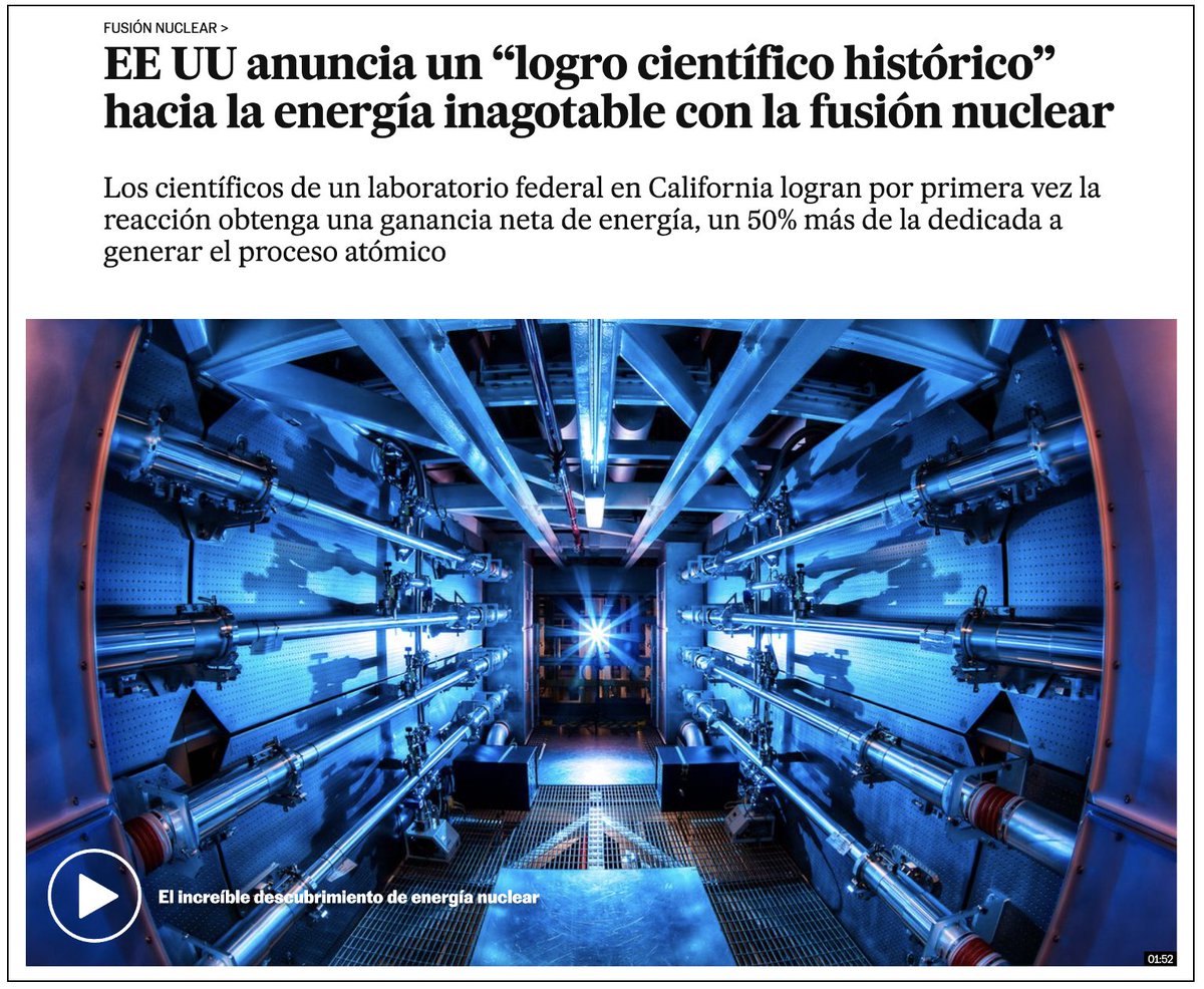 Gaia_Ciencia's tweet image. Ja coneixem tots l'anunci d'un gran avenç en el repte de controlar l'energia nuclear de fusió. Molts mitjans asseguren que "s'ha aconseguit un guany net d'energia d'un 50%"

S'ha aconseguit realment generar més energia de la que s'ha fet servir? NO!!

Fil &amp;gt; una conFusió Nuclear👇