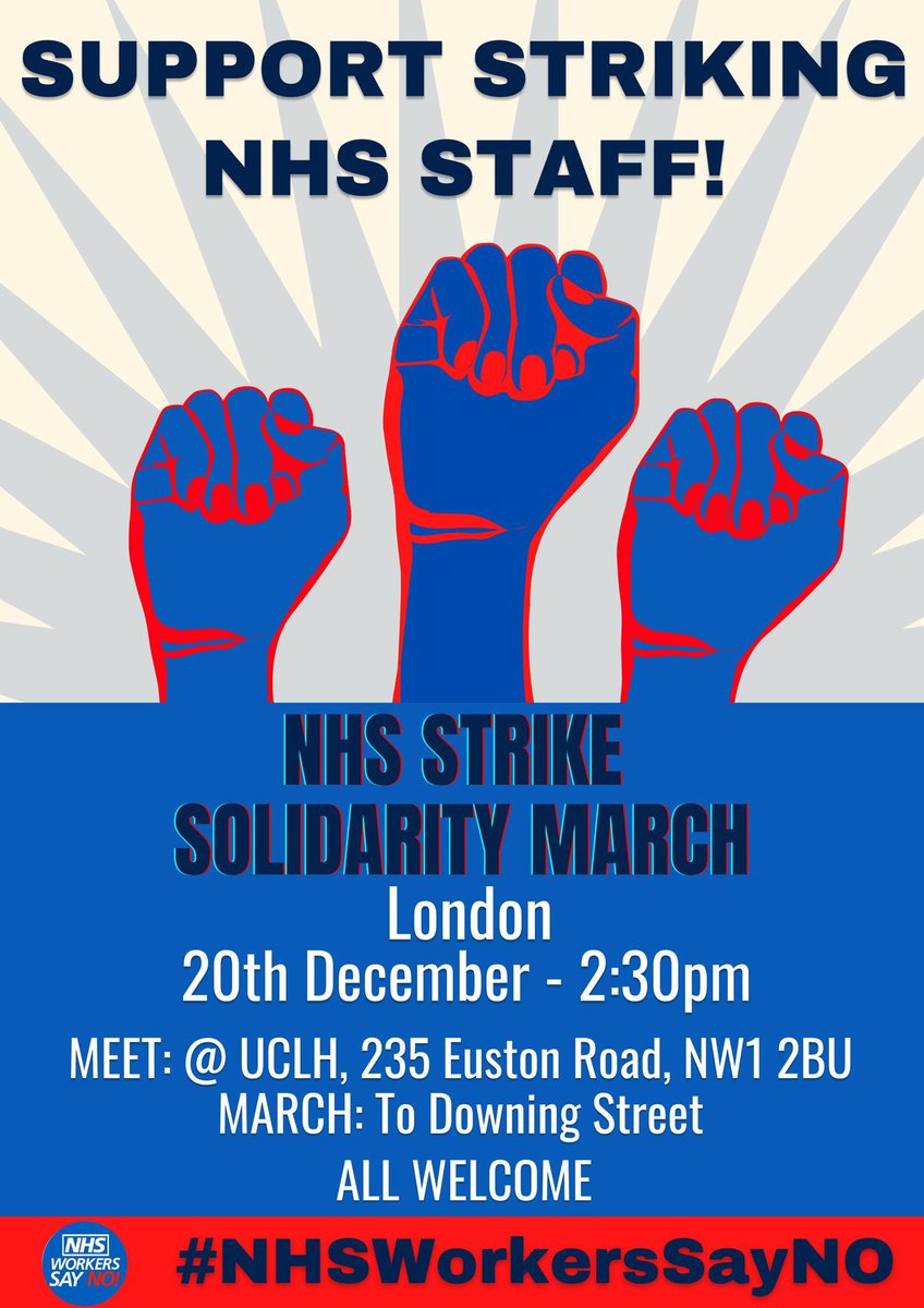 #NHSStrike EVE! 🪧 Do you support NHS Staff in their fight to return our health service to safety? ✊ Join a solidarity demonstration! Bring your flags, banners and support. Our fight is your fight! All events listed below ⬇️