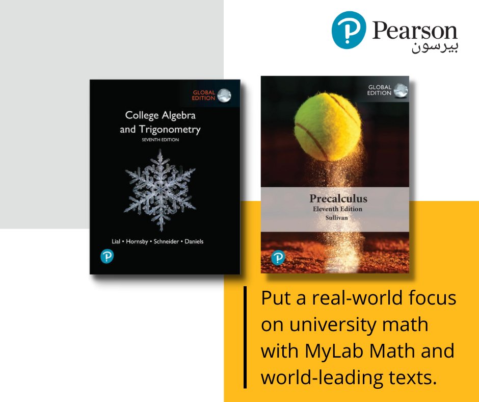 PearsonMEhub's tweet image. Make #universitymath real for your students. MyLab Math fill-in-the-blank exercises  and true/false quizzes relate concepts to new situations. Available with world-leading texts: ow.ly/4WsF50M1P3a Contact us to get started ow.ly/Ya7m50M1P39

#HigherEdLife #MiddleEast