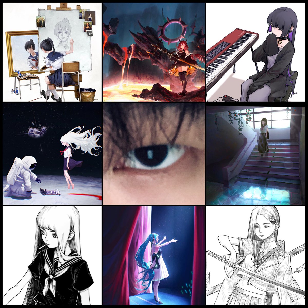 #artvsartist2022
👁️‍🗨️
I did mostly practice pieces this year and experimenting with painting, I can see improvements in anatomy stuff, good year overall 