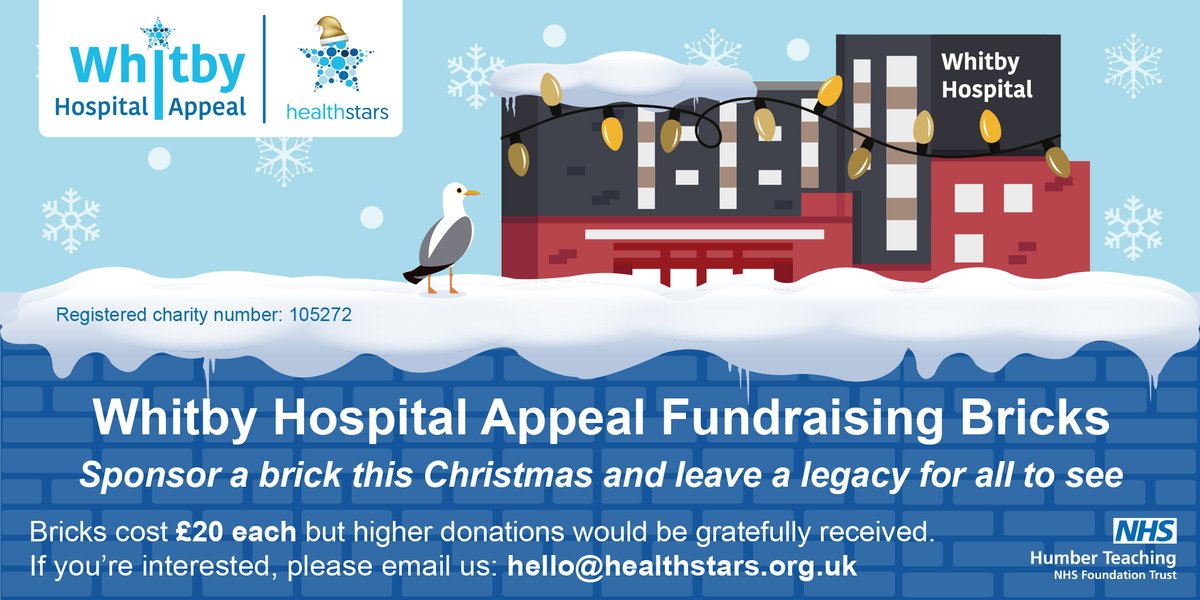 HumberNHSFT's tweet photo. Know someone who would appreciate a piece of Whitby Community Hospital this Christmas?

Our ‘Buy a Brick’ campaign is a unique opportunity with @Health_Stars to add that extra sparkle to the new hospital!

Find out more here: https://t.co/At5SjvclJH https://t.co/48A0wddGWz
