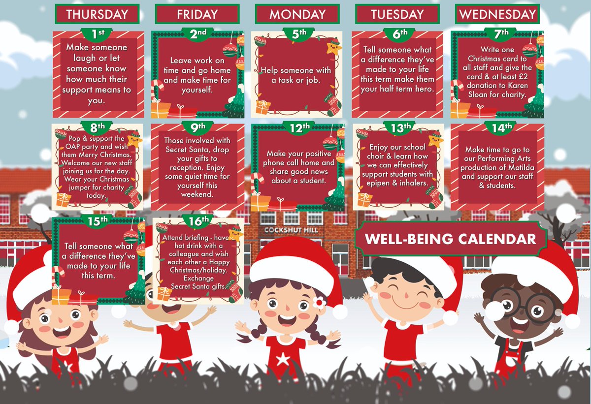 Day 10 of our Advent Well-Being Calendar <a href="/CockshutHillSch/">Cockshut Hill School</a>  Uplift your souls, celebrate and enjoy the superb talents of our staff &amp; students <a href="/MissStallard/">Miss Stallard & Performing Arts at Cockshut Hill</a> #Advent #Wellbeing #NothingButTheBest