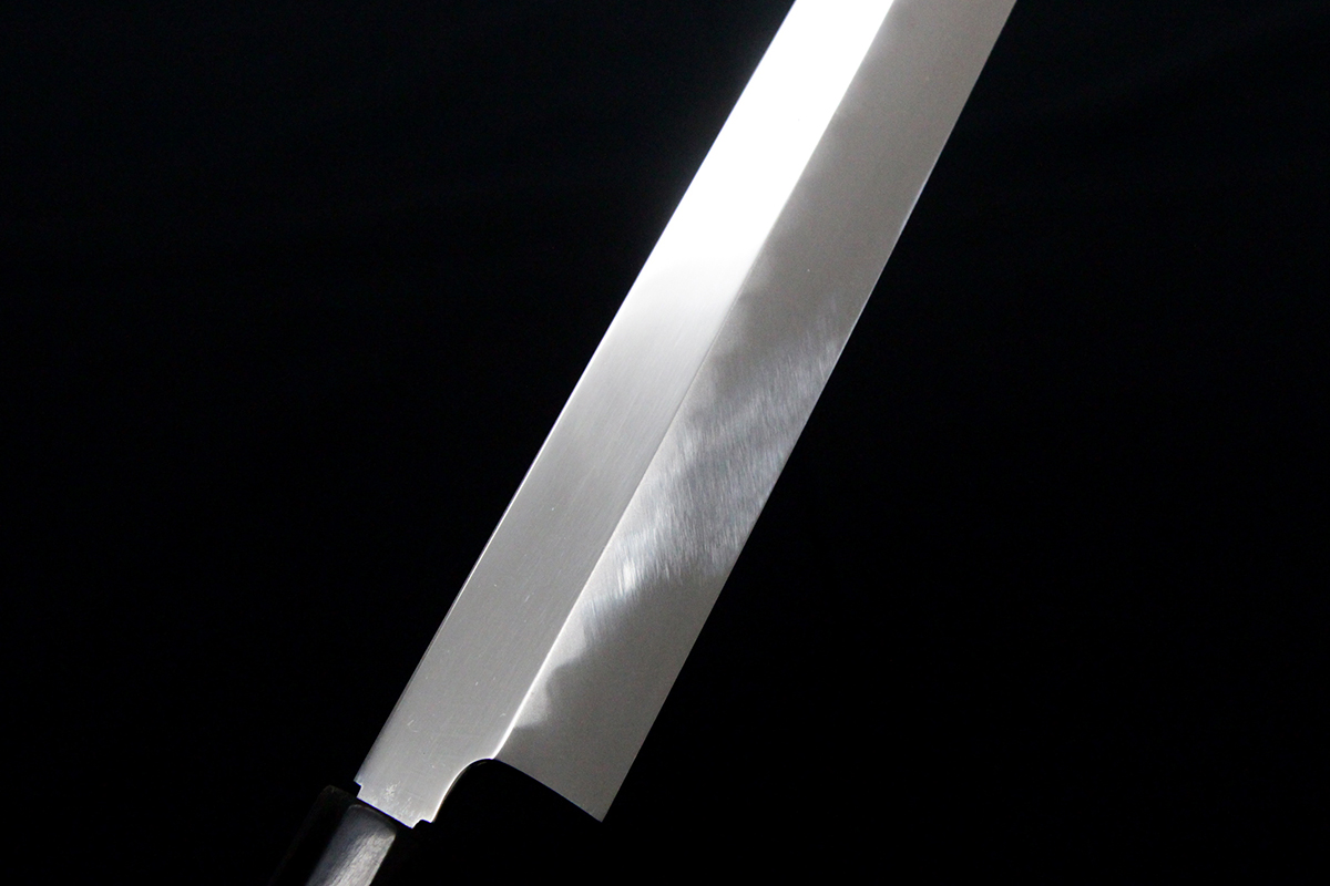 祥太郎作刺身 柳刃 水本焼 白ニ鋼9寸鏡面包丁黒檀水牛八角柄