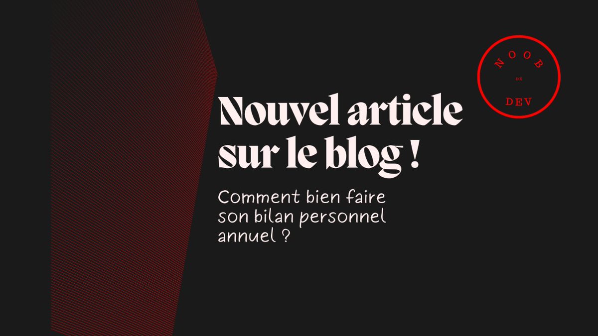 NoobDeDev's tweet photo. C'est la dernière ligne droite pour cette fin d'année ! Et c'est donc le moment, le seul, l'unique pour réaliser son bilan personnel annuel !

On se pose, seul.e, avec soi-même, et on réfléchit !
Si tu ne sais pas par où commencer, ici, on commence comme ça : 👇🏻 https://t.co/ccJltElgyZ