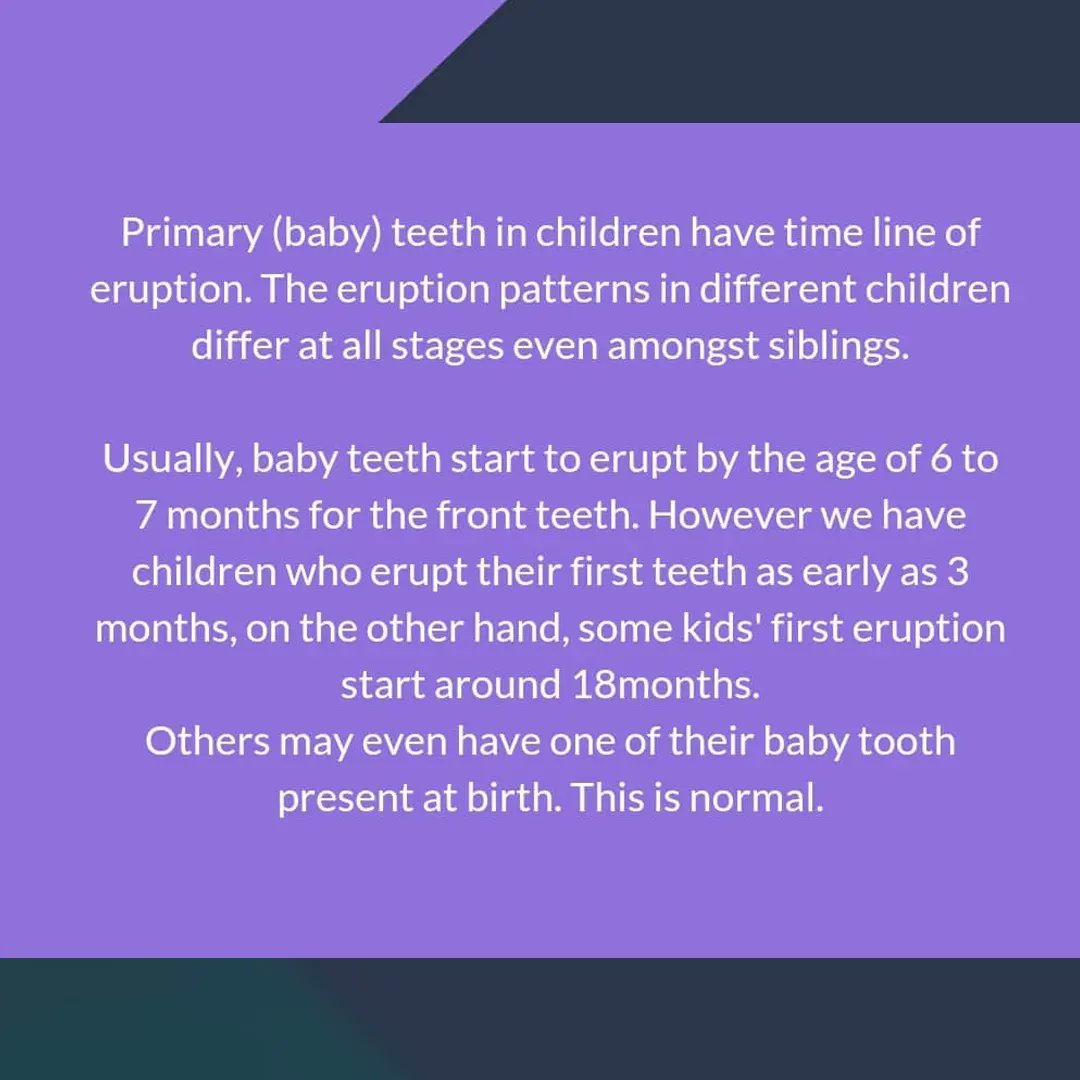 hiltondentalng's tweet image. Things to Know about Baby's Teeth Eruption

Swipe ➡️

#babytooth #babycare #tootheruption #babytootheruption