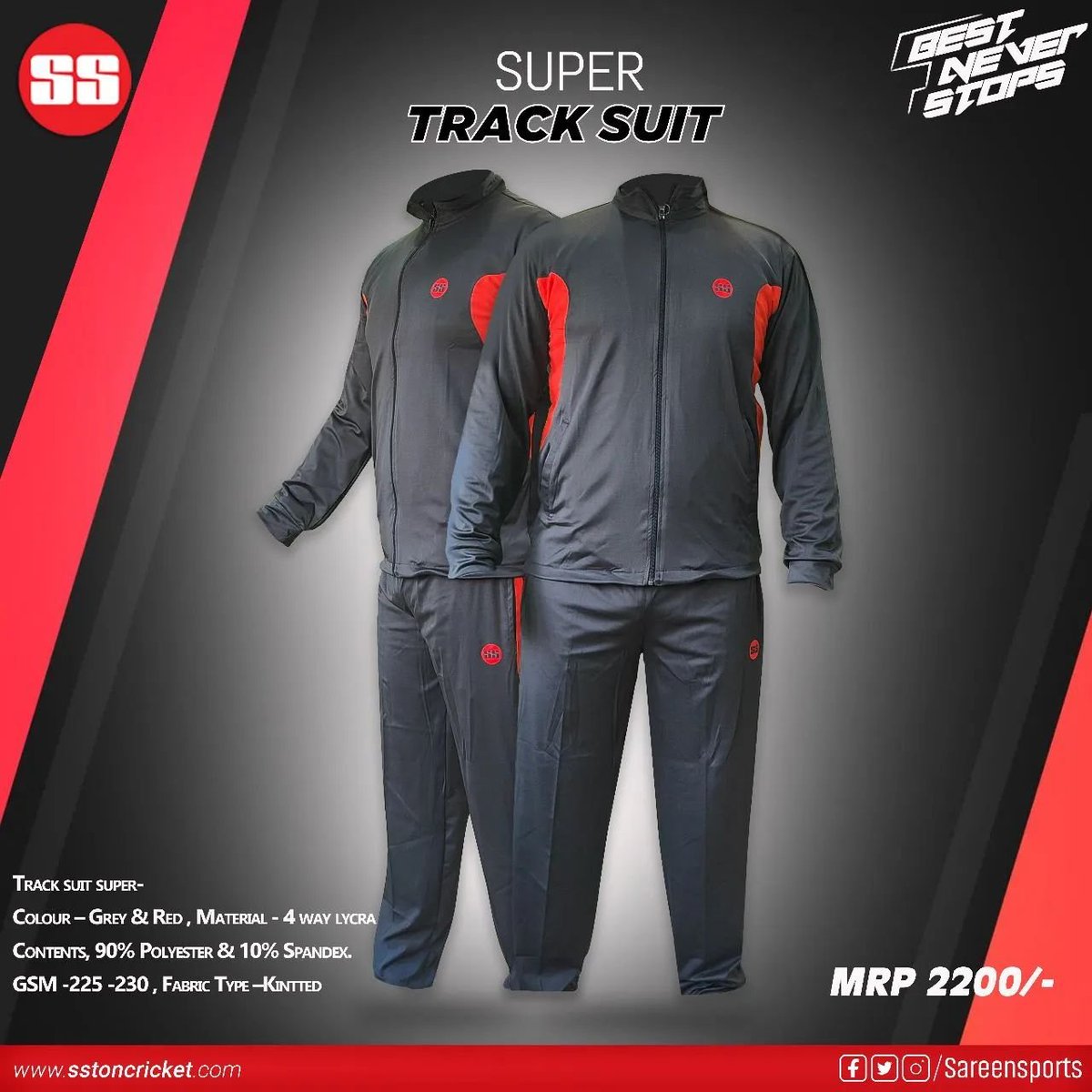 Are you winter-ready yet? Worry not, we got you covered.
Check out the exciting range of our sportswear.

Available on our website-
sstoncricket.com/all-products/s…

#SS #sareensports #sareensportsindia #winteroutfit #tracksuit #sportswear #gymwear #cricket #makeinindia #BestNeverStops