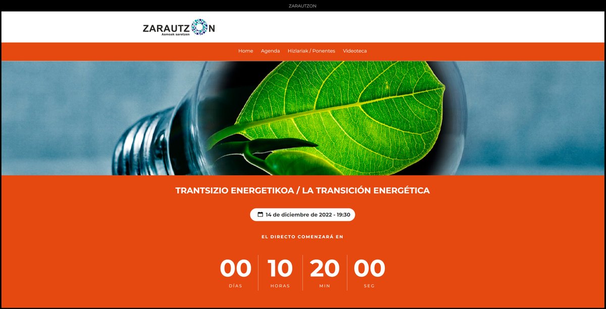 🔗Enlaces para ver en DIRECTO vía streaming la conferencia de esta tarde sobre la transición energética y cómo nos afecta con Jacinto Lobo

👉zarautzon.nirestream.com
👉youtube.com/watch?v=2vTSGv…

#Zarautz #ZarautzOn