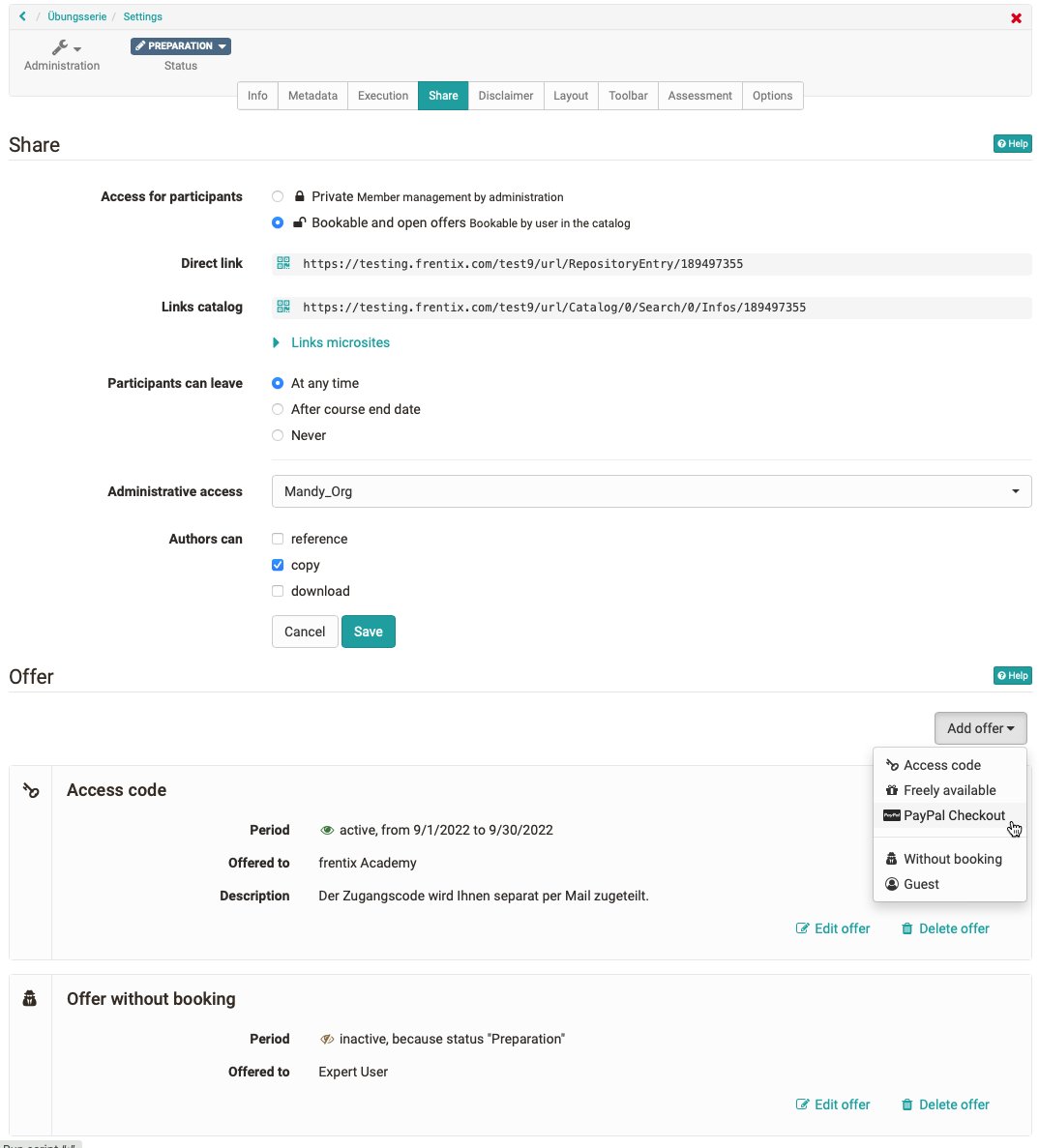 openolat's tweet photo. #OpenOlat #FeatureOfTheWeek: 
Sharing is caring! The revised share configuration for courses makes it easier to offer bookable and open courses.

https://t.co/daA2XRYDev

#OSS #LMS #OLAT #elearning https://t.co/dmV52yYwvS