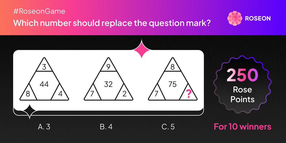 RoseonExchange's tweet photo. Could you find the missing number 🤔? Show your skill with this #RoseonGame 👀🙈🙈

Reward:💸🌹250 Roses shared by 10 winners 🏆

✅ Follow @RoseonWorld @WeeeLandSocial
✅ RT and tag 3 friends to challenge them 
👇 Comment your answer below 

📅 Deadline: December 17 12:00PM UTC https://t.co/xPTdoSvGOl