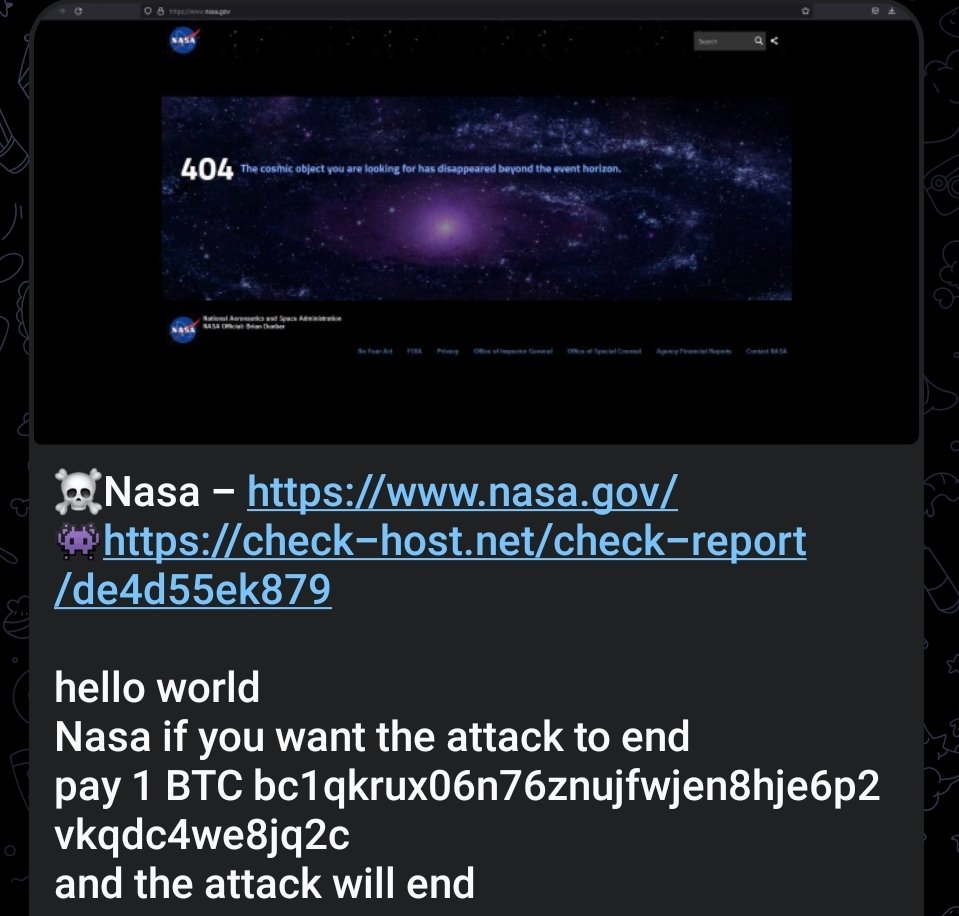 Cyberknow20's tweet photo. Passion Botnet a group that appears to work with Anonymous #Russia is attempting ddos extortion wanting #NASA to pay 1 bitcoin to stop a DDoS attack
#cybersecurity #infosec #RussianUkrainianWar #UkraineRussianWar️ #USA #Americans https://t.co/7zZY3l9wTW