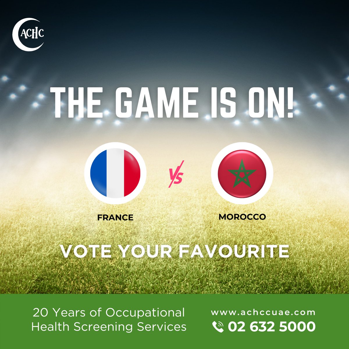 achccUAE's tweet photo. 🇨🇵 France vs 🇲🇦 Morocco
#fifa2022qatar #Soccer #france2022  #morocco2022 #AbuDhabi #Purehealth #SomerianHealth #SomerianHealthUAE #SomerianHospitalsAbuDhabi #UAEHospitals #HospitalsInUAE #WeCareBetter #YourLifeOurLife #somerian #somerianH #somerian_health_com #achcc_ae #ACHCCUAE https://t.co/2SelcSm8LZ