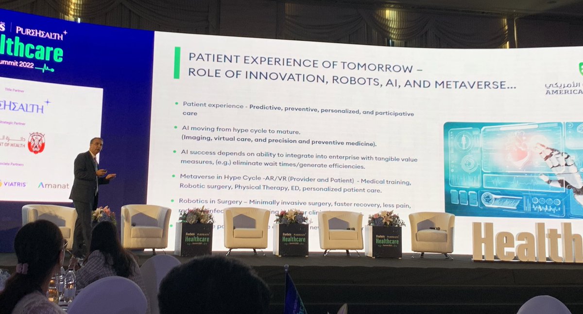 Laura_Genomics's tweet photo. COO from @AHDubai Dr Ahmad Yahya speaks about applications of AI tech, including to analyze no-show rates for patient appointments. Data points include wait time from date of appointment booking, day of week of appointment, etc. #ForbesMiddleEast_PureHealthSummit #healthcare #AI https://t.co/ObmFr6KNqW