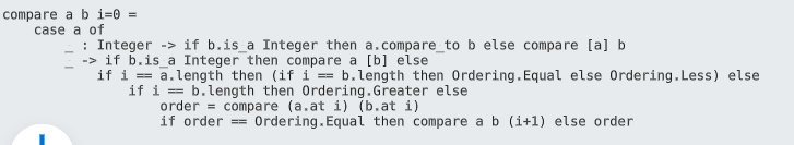 Busy day yesterday so only just completed "Distress Signal" - Day 13 - Advent of Code 2022 in <a href="/enso_org/">Enso Analytics</a>  adventofcode.com/2022/day/13 #AdventOfCode 
Had to define the recursive compare in text editor but worked well. Now lets try today's!