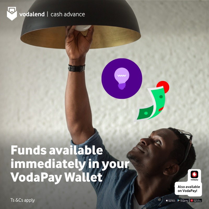 VodaPay's tweet photo. #KeepThingsMoving with VodaLend Cash Advance. 💸 You can access immediate, small loans from R50 - R500, available immediately in your VodaPay Wallet. Apply on VodaPay today 🚀
Ts & Cs apply.