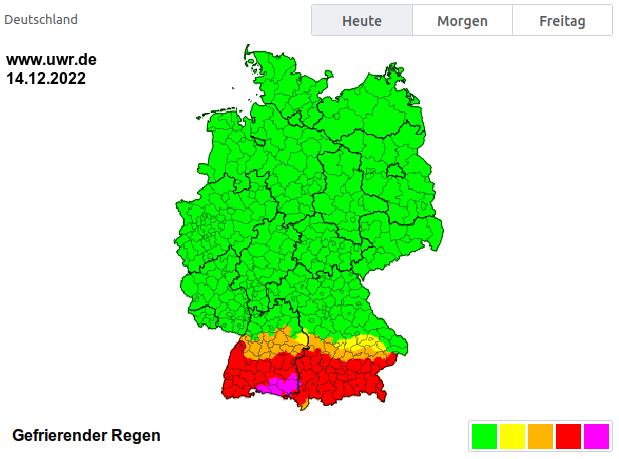 UWR_de's tweet photo. In Oberschwaben sowie im Großraum München wird der gefrierende Regen nun stärker. Vorsicht, es besteht hohe Gefahr von Glatteis! #Eisregen-Warnungen und aktuelle Daten: https://t.co/I9b3ca1dhh https://t.co/Nm1LGUSAES
