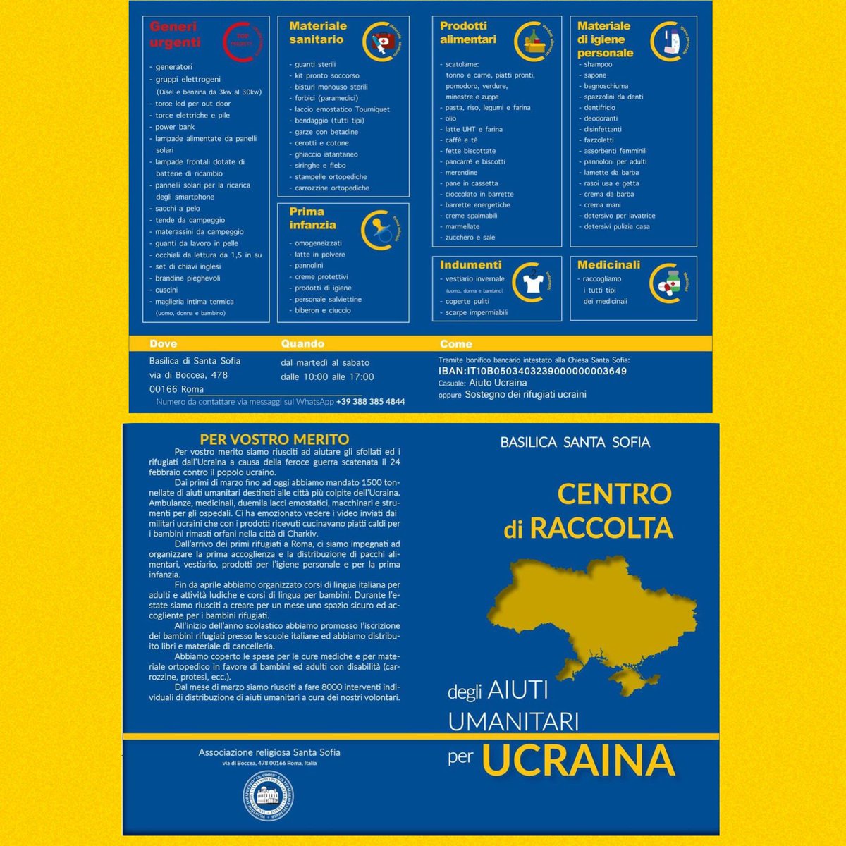 BarbaraBali_'s tweet photo. #SlavaUkraini #UkrainiansWillResist #ukrania #ukrainwar #helpukrainianpeople 🇺🇦
Raccolta beni di primaria necessità per la popolazione Ucraina presso la Basilica di Santa Sofia a Roma.
#mobilitAzione @CarloCalenda @mraffa1946 #Ukraine #politichesocialiazione @Azione_it https://t.co/Iz19nY0sZ2
