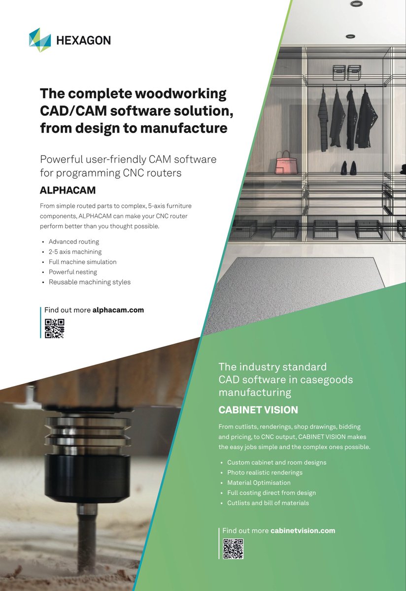 PMRowden's tweet photo. Featured on page 33 of our latest issue: Hexagon @Hexagon_ps offers a complete CAD/CAM software solution as well as the industry standard CAD software in casegoods manufacturing with alpha cam and Cabinet Vision. @Alphacam1 @cabinetvision_uk. https://t.co/v2UVaJslxY https://t.co/liPwkVEy6F