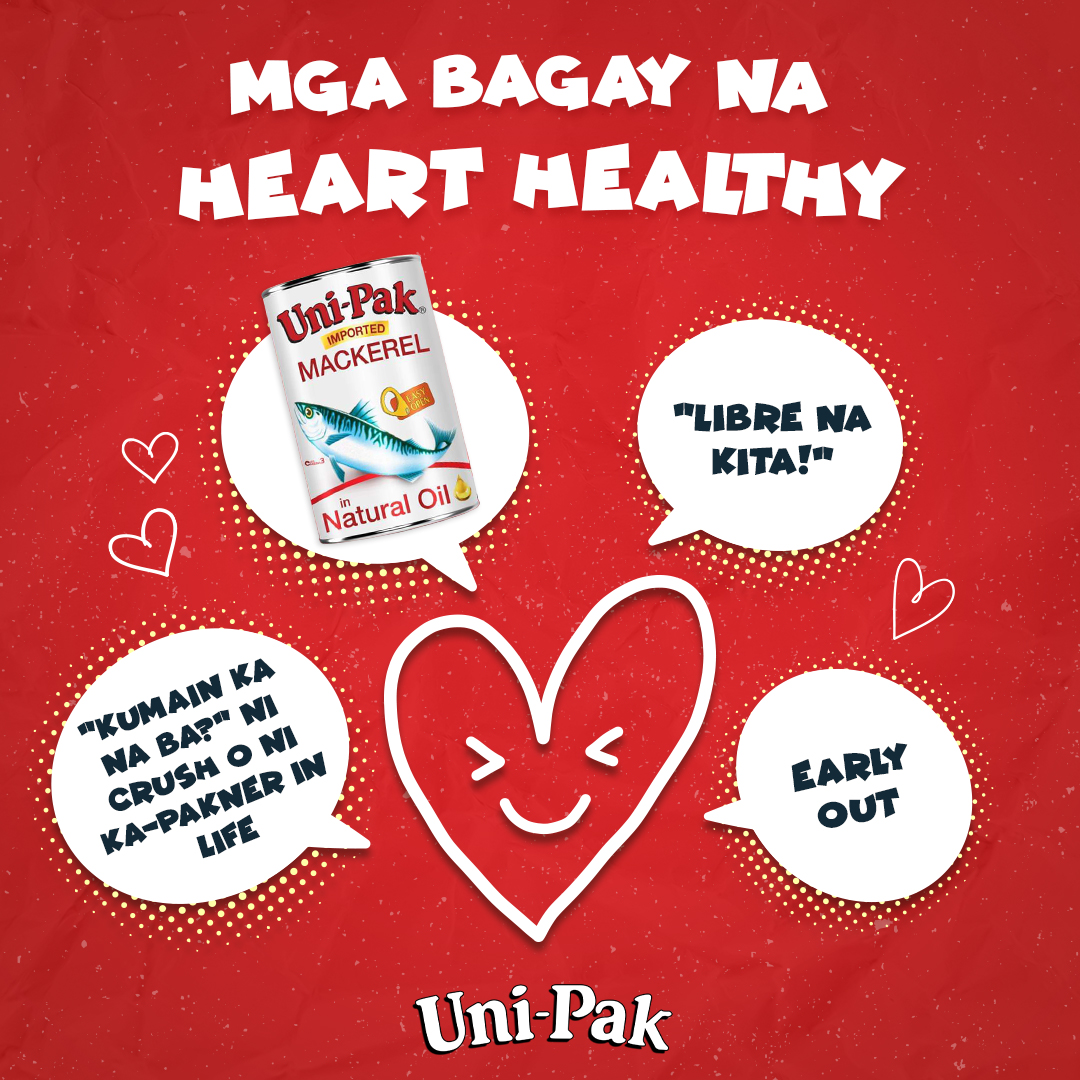 UnipakPH's tweet photo. Siguraduhing laging healthy ang heart para happy ang life. ❤️🤍

Bukod sa Uni-Pak Mackerel, anu-ano pa ba ang mga bagay na nagpapangiti sa puso mo, ka-PAKner? Share mo naman! Baka MACKERELate kami! 😉

#PakSaSaya #PakSaSarap #SarapNaPakNaPak #UniPak https://t.co/8Uf50mRbaK