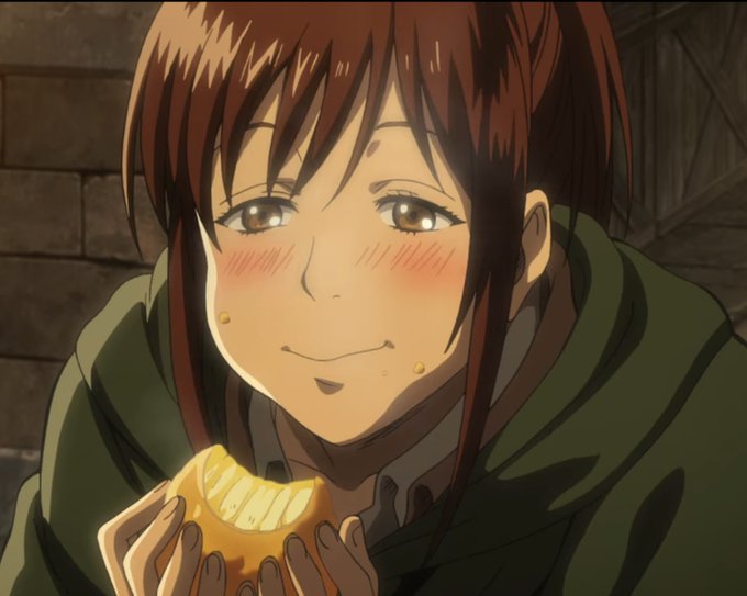 ひたすら原稿ペン入れ作業してます。作業のお供に完結するまでは一切見ないと決めていた進撃の巨人をついに見始めました。サシャが可愛いです。 