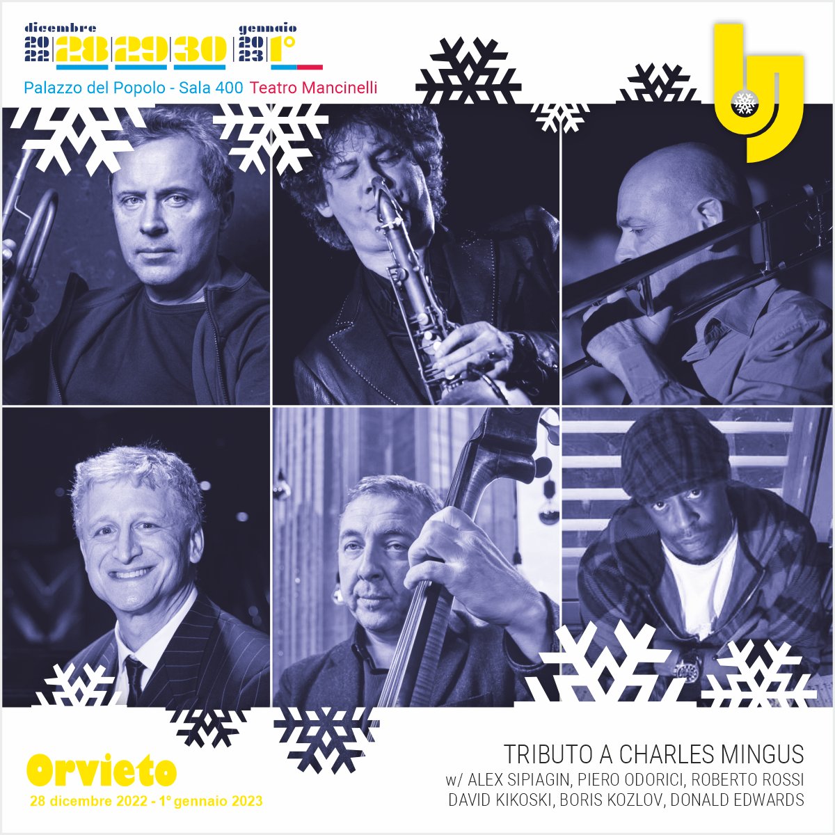 UmbriaJazz_OFC's tweet photo. Road to #ujwinter29
❄️ Tributo a Charles Mingus
con @alexsipiagin @PieroOdorici Donald Edwards
Roberto Rossi, Boris Kozlov, David Kikoski
Tickets 🚩 https://t.co/LXtFy9AOMk https://t.co/yuuSLQpgmD
