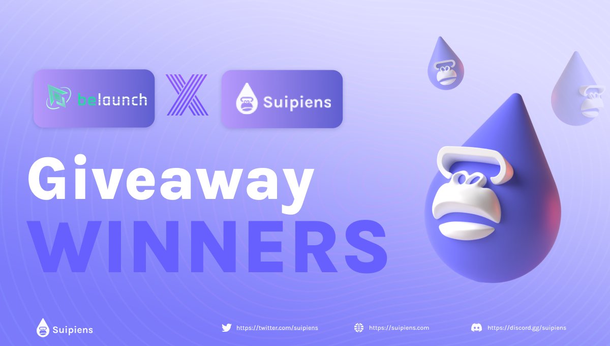 ✨Giveaway Winners✨

<a href="/erkesean/">Kelt.tori(💙,🧡)🛸🌊📘🔴✨🐰</a>
@f5kid
<a href="/na_nth99/">#CloudBase ☁️🌐⚙️🛡️💚🌙 Pira Finance 🟩 ⚡️🐐 🛸</a>
@ThuyHoang220195
<a href="/HBNguyn4/">Nugget</a>
<a href="/mulgogyc/">mulgogy</a>
<a href="/SiSi88si/">Si</a>
<a href="/RockySa81875851/">Rocky_Sahu | 🐞 $GAME</a>
<a href="/wow_bro5/">wowbro 🐘 Mammoth SUI 🐘</a>
<a href="/tuyennt6789/">tuyennt6789</a>

Please DM us via Twitter and Claim the reward!!!
Thanks for participating giveaway 🎉

#BeLaunch #Suipiens #Giveaway  #Suiecosystem #Suinami