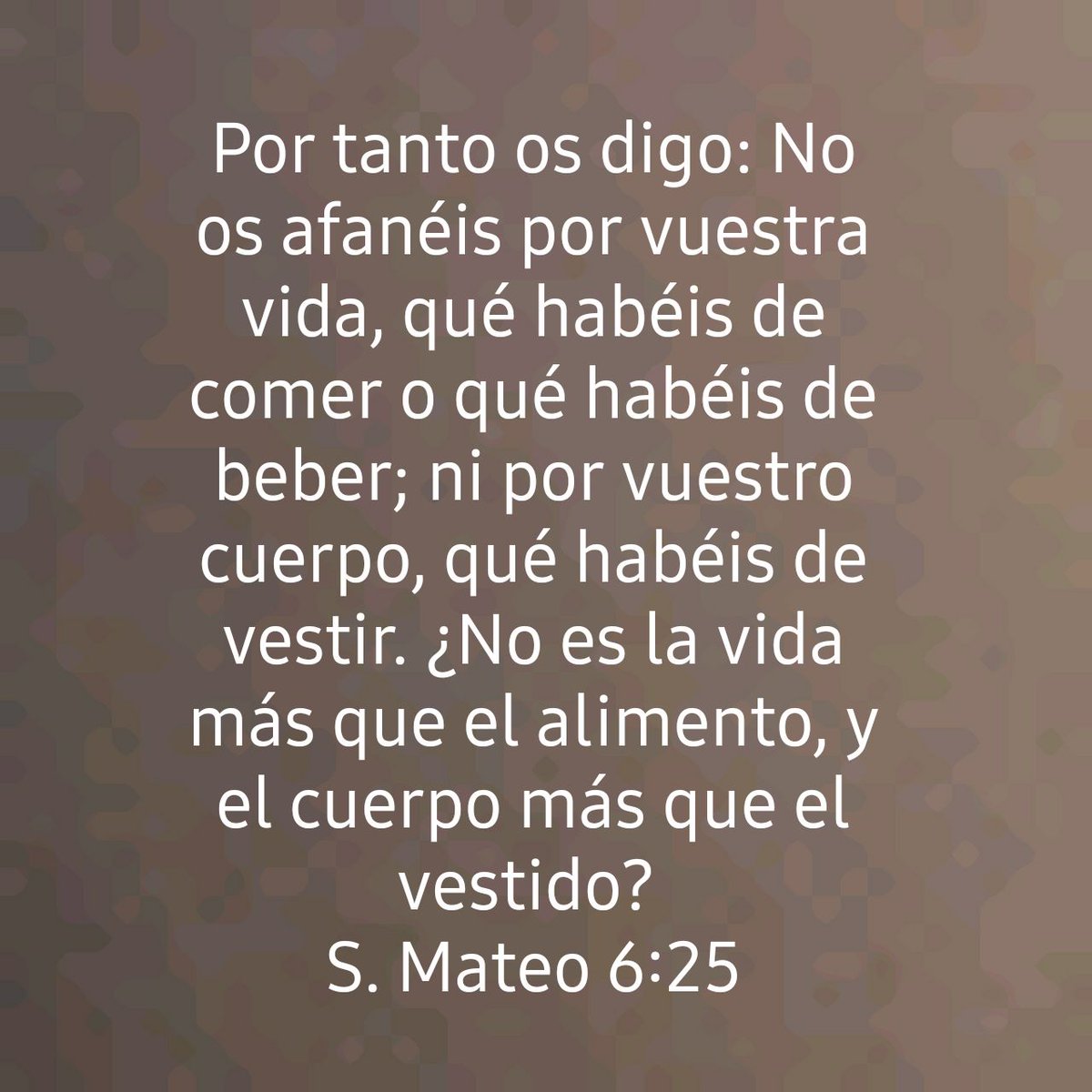 ia7drp's tweet photo. Por tanto os digo: No os afanéis por vuestra vida, qué habéis de comer o qué habéis de beber; ni por vuestro cuerpo, qué habéis de vestir. ¿No es la vida más que el alimento, y el cuerpo más que el vestido?
S. Mateo 6:25 RVR1960

https://t.co/oL5PJJvdUX https://t.co/mE7CXaq9Df