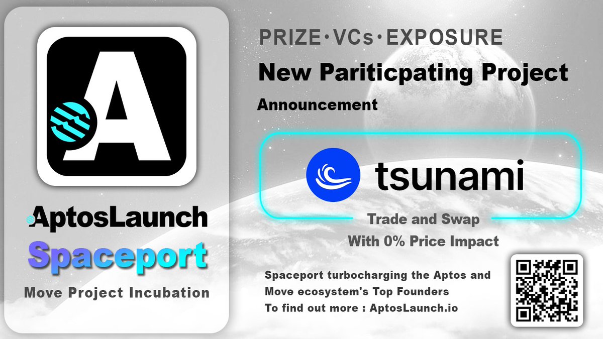 <a href="/TsunamiFinance_/">TsunamiX 🌊</a> has joined AptosLaunch Spaceport as a participating project 🚀

The largest incubation program for projects in the #Aptos &amp; #Move ecosystem space 🔥

More projects coming.

If you are building on Aptos, apply at
staking.aptoslaunch.io/spaceport 

#aptoslaunch #aptos