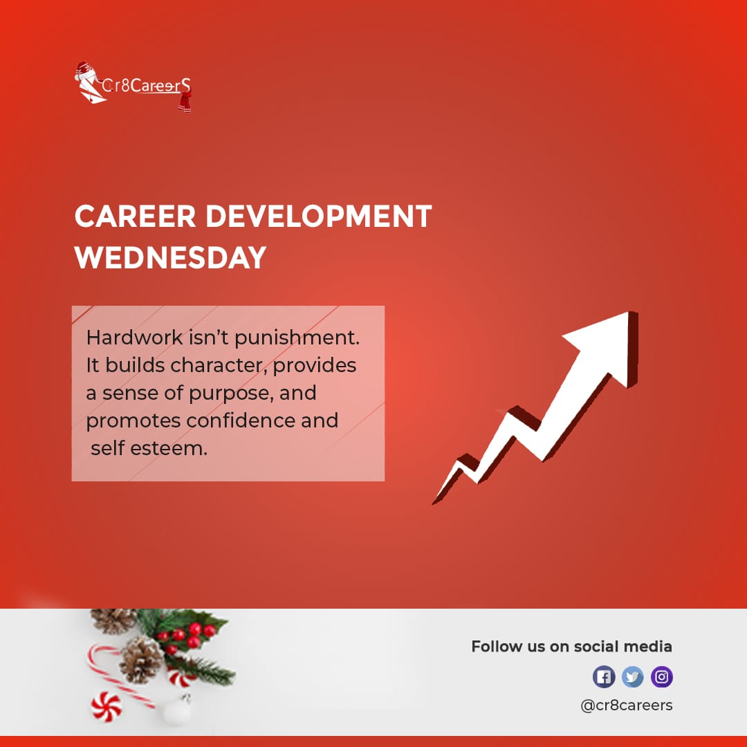 cr8careers's tweet photo. Hard work is one of the most important things in life as it helps us to be more confident. #CareerDevelopmentWednesday || #Cr8Careers

#confidence #selfesteembuilding #selfesteemboost #hardworker #selfesteem #hardworking #consultingagency #businessconsulting  #consultingservices https://t.co/kx3boZho6i