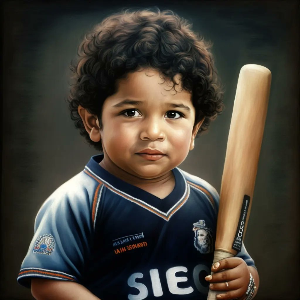 sadh_harshit's tweet photo. AI generated @sachin_rt sir as a kid. It might not be any close to the real, but was worth sharing. 
Done by me on #midjourney. Follow ai_artist_hns on insta for more such AI generated images. https://t.co/X79lShxpiC
