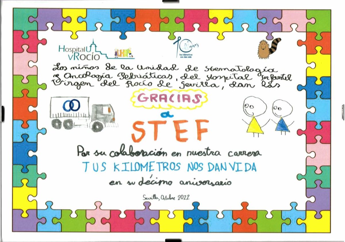 💛 Hace unos días recibimos un reconocimiento muy especial por parte de la  planta de onco-hematología del Hospital Virgen del Rocío (Sevilla), como agradecimiento por nuestra colaboración como patrocinadores en <a href="/TusKmsDanVida/">Kms Dan Vida</a> de la <a href="/FundacionSEHOP/">Fundación SEHOP</a> 🌈💪