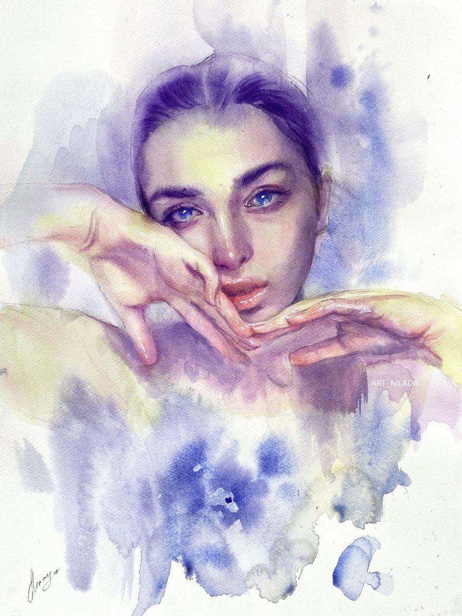 art_mlada's tweet photo. “Fall in love” and “Violet dreams” are available on opensea 

These artworks are self portraits. I painted in watercolor 

https://t.co/2L9dmWp2N2
#nftart #nft https://t.co/zRWe9LKC5j