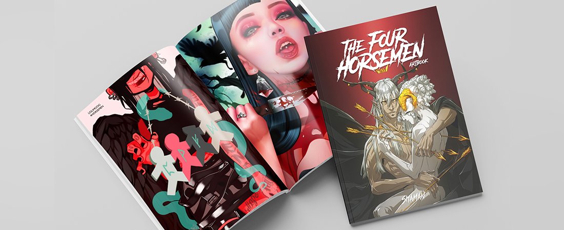 WeAreSHAMAN's tweet photo. Did you miss our Four Horsemen artbook + comic anthology or the Final Samurai artbook? 
No fear! 
You can now find them in the new store by our editor and contributor @WendiBones .

Illustrations by
@deerlordhunter 
@Queeans 
gloomilo IG

Link below! https://t.co/02J0m6ooOM