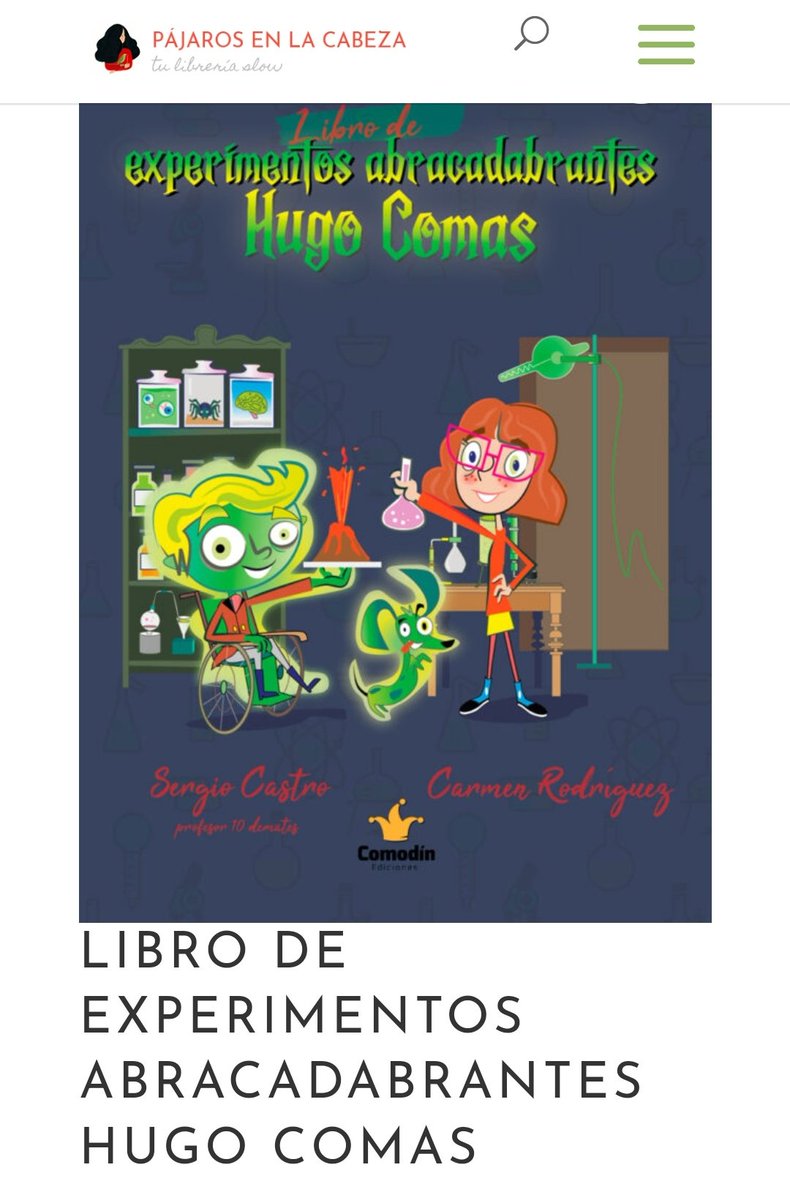 El libro de experimentos abracadabrantes de Hugo Comas ya está disponible en la librería online <a href="/pajarosesther/">Pájaros en la cabeza</a>
pajarosenlacabeza.net/producto/libro…
☝️☝️☝️☝️☝️☝️☝️☝️☝️☝️☝️
<a href="/HugoComasyFilo/">HugoComasyFilo</a> <a href="/MariaCarmenRo10/">Carmen Rodriguez o también la Sra Parker👩</a> 
#HugoComasyFilo
