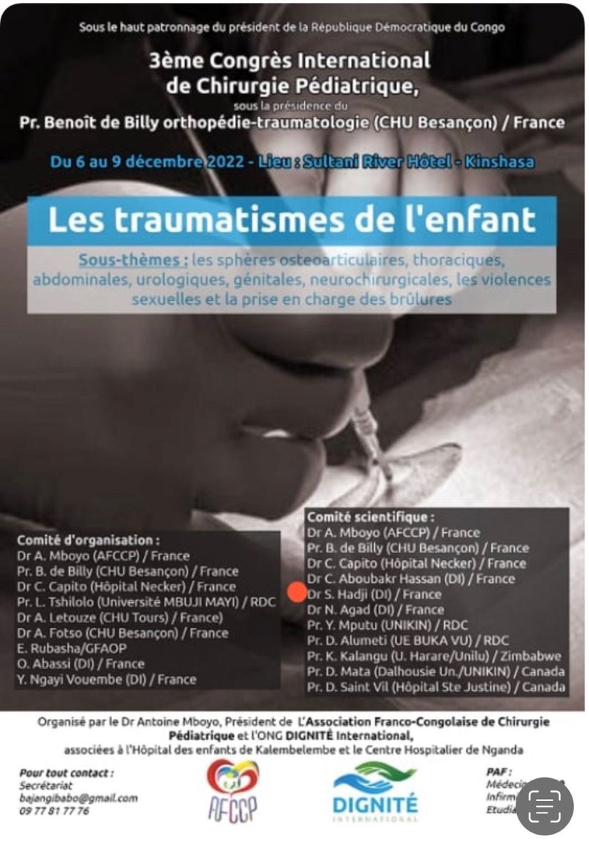 clusterdafrica's tweet photo. | 3IÈME CONGRÈS INTERNATIONAL DE CHIRURGIE PÉDIATRIQUE DE KINSHASA

Notre Ambassadeur M. Ouahid ABASSI a participé pendant 3jours à la troisième édition Congrès International de Chirurgie Pédiatrique de Kinshasa, Congo 🇨🇩.
#CDA #CDASocial #CDAEvent #digital 
@AmadouDiawaraMl https://t.co/lrfyNc2yWC