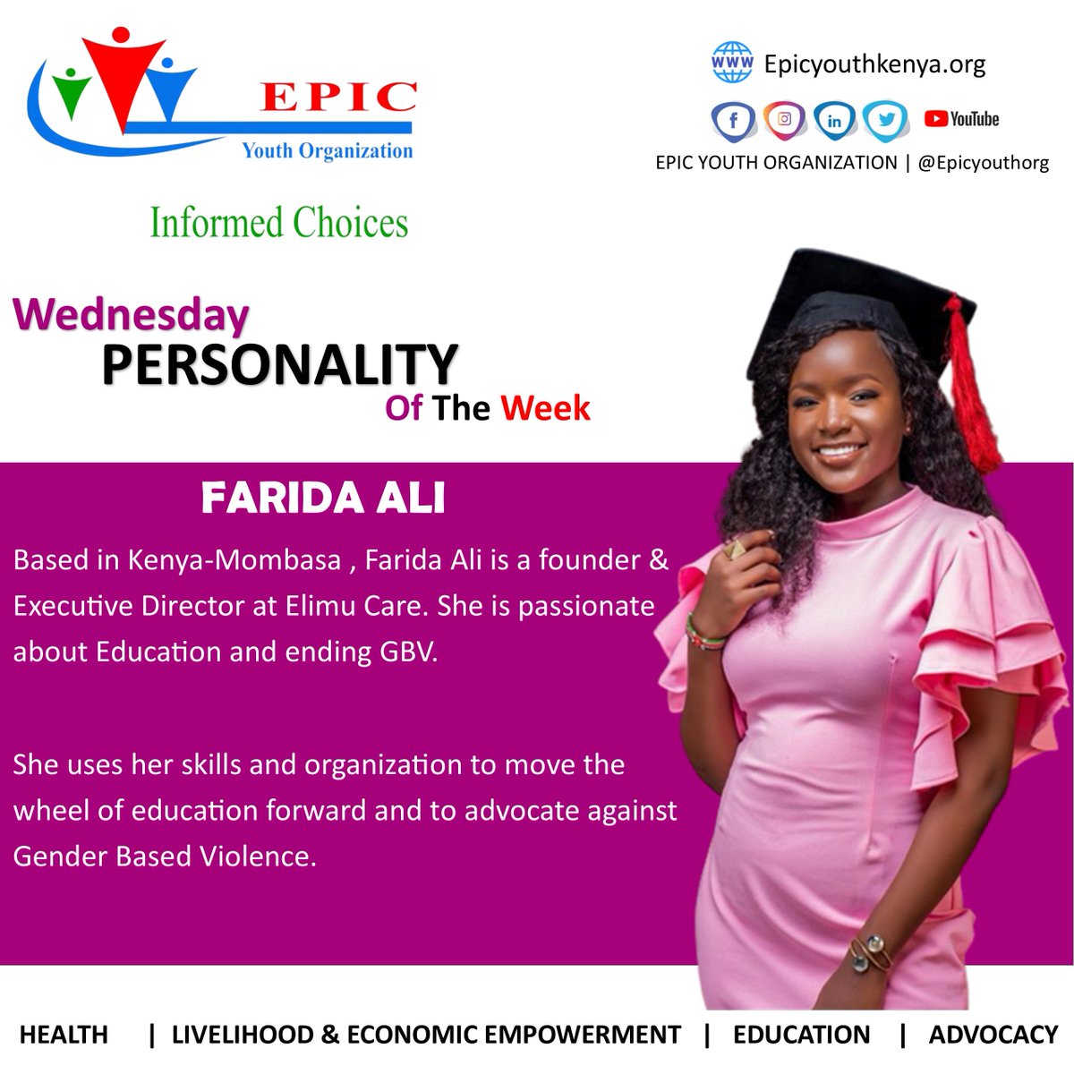 A nation that does not provide a proper education for women is destroying their nation &amp; when girls are educated,  their countries become stronger and more prosperous.

See poster for more details.