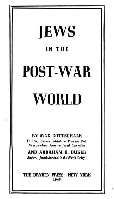 In 1945 the American Jewish Committee wrote a book called "Jews in the Post-War World".

This book features a paragraph called "The Need to Reduce National Sovereignty" which argues that gentiles/goyim (non-Jews) who are in total control of their own nations are bad for the