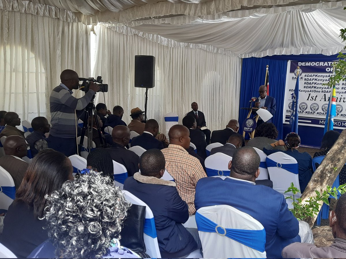 DAP_Kenya's tweet photo. Secretary General @HonEseli giving the state of performance by DAP-K party in the just ended elections, emerging issues and the current political state.
#DAPKAtOne https://t.co/gexPk3DIW7