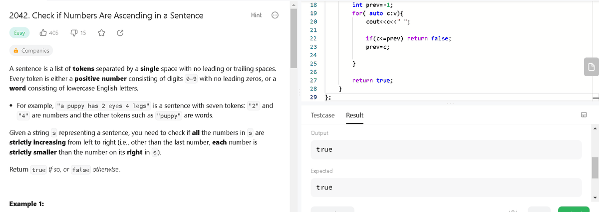 kartikcodes's tweet photo. Day 353
Solved Check if Numbers Are Ascending in a Sentence problem
@scaler_official @interview_bit
#scalerdiscord #everydaycode 
@gfg @LeetCode #codestudio https://t.co/XzKkZMBprf