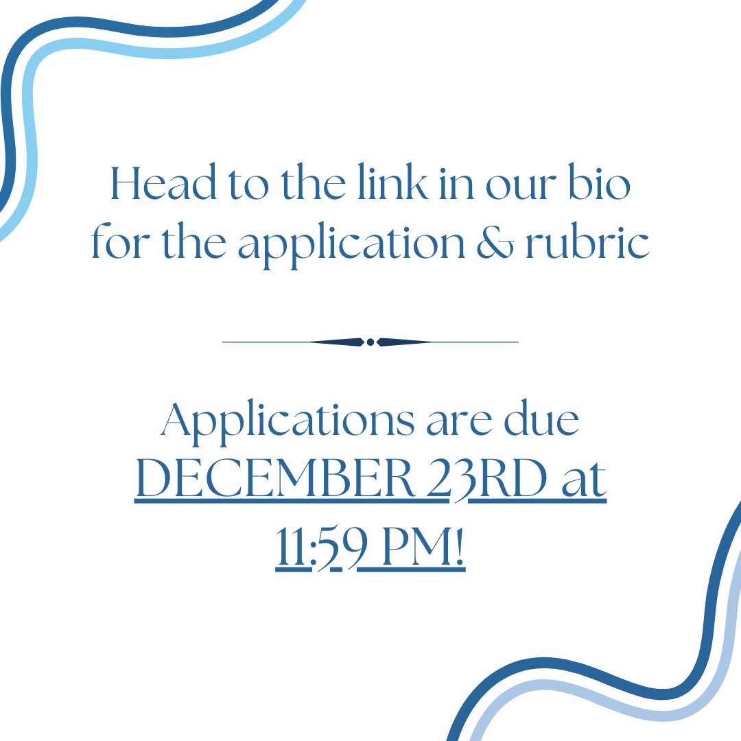 The Ambassador Program applications are now open! Make sure to apply before December 23rd at 11:59 pm to be considered. Links to the application and rubric can all be found in our bio.