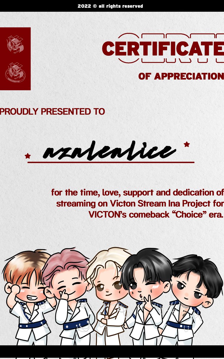 victonstreamina's tweet photo. 💙CERTIFICATE💛

Hi, our genie streaming team for choice comeback! Thank you so much for joining our streaming team. Here is your certificate 😊
See you on the next comeback 💙💛
@AliceSikie @azalealice @deoraemi @DeSta941014 https://t.co/Ksvv1n7y8s