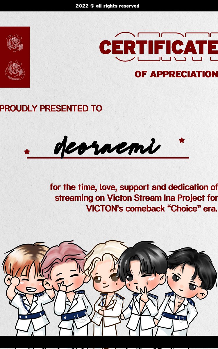 victonstreamina's tweet photo. 💙CERTIFICATE💛

Hi, our genie streaming team for choice comeback! Thank you so much for joining our streaming team. Here is your certificate 😊
See you on the next comeback 💙💛
@AliceSikie @azalealice @deoraemi @DeSta941014 https://t.co/Ksvv1n7y8s