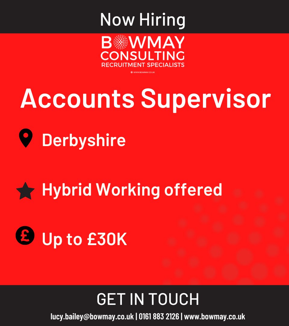 ⭐⭐New Job - Accounts Supervisor⭐⭐
✔Do you have experience of leading a team or are you ready to take that next step into management?

💶Salary up to 30k

🏝20 days holidays + bank holidays

⚖Hybrid working

💰Pension scheme

Contact Lucy Bailey on 0161 883 2126