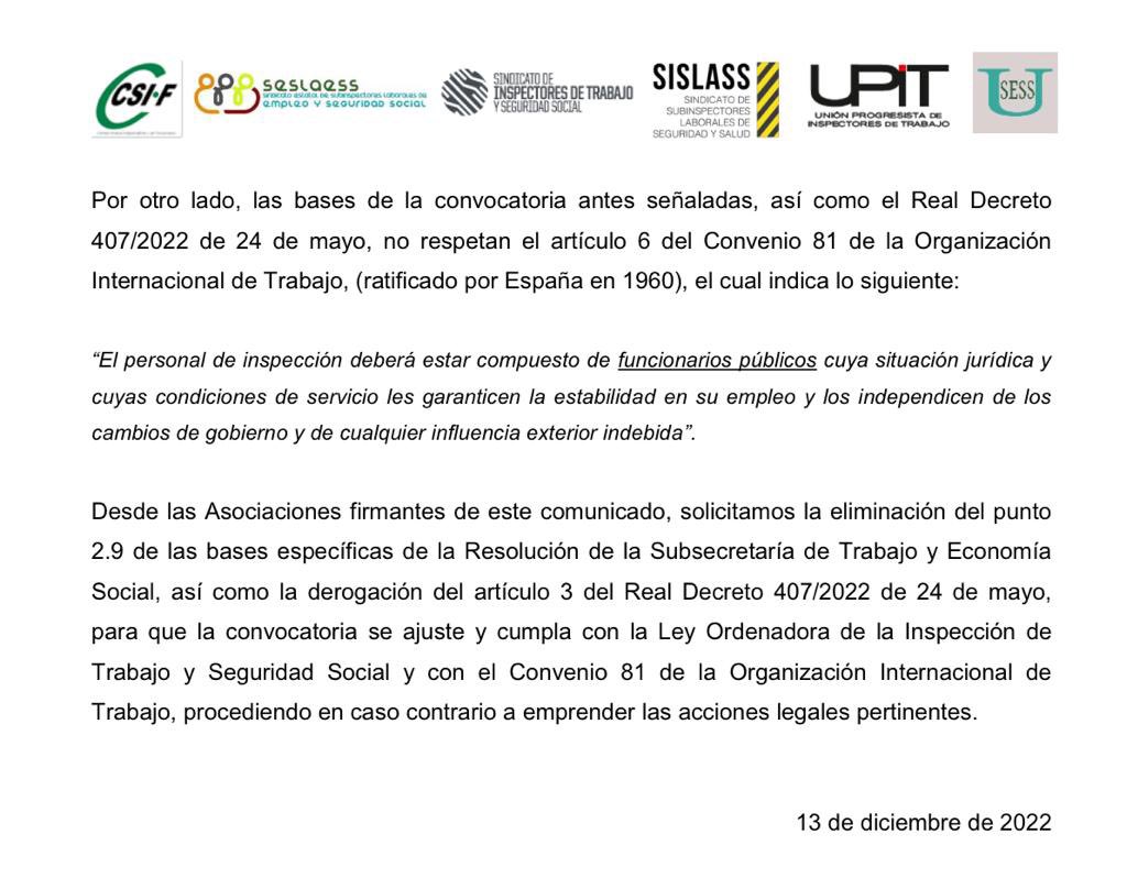seslaess's tweet photo. Las funciones inspectoras están reservadas por ley a funcionarios de carrera. 

Las convocatorias que prevean la utilización de personal interino para realizar funciones inspectoras serán recurridas.

@UPIT_ITSS @instrabajoyss @USESS2022 @CSIFnacional @empleogob @Haciendagob https://t.co/MnxQ57eNIP
